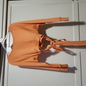 Free People Movement Wrap Tie Waist Orange Pullover Sweater